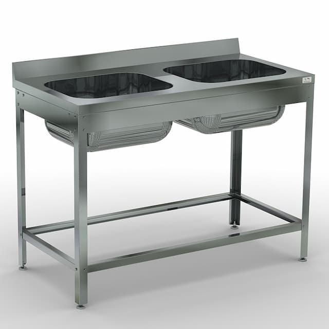 Ванна моечная цельнотянутая двухсекционная КОБОР ВМЦ/2-140/70