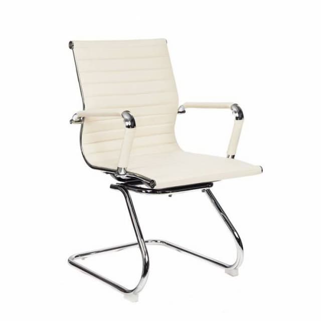 Кресло Бюрократ CH-883-LOW-V слоновая кость эко.кожа низк.спин. полозья металл хром