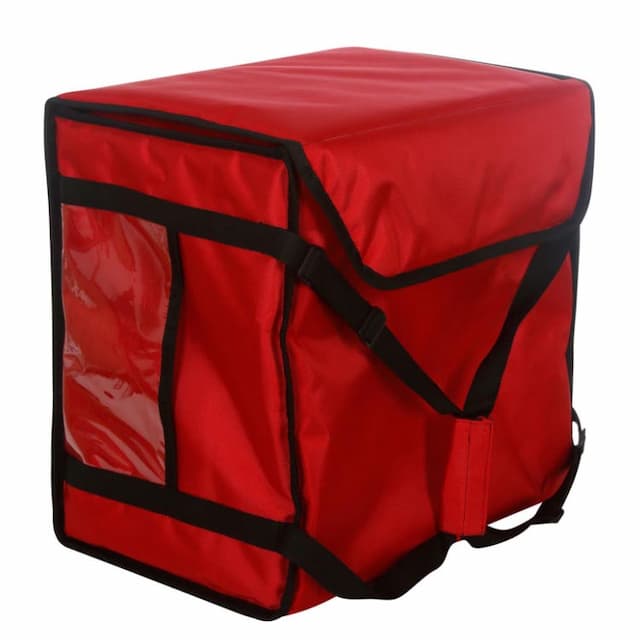 Термосумка на 9-10 пицц 450х450х500 мм фольгированная красная с вентиляцией